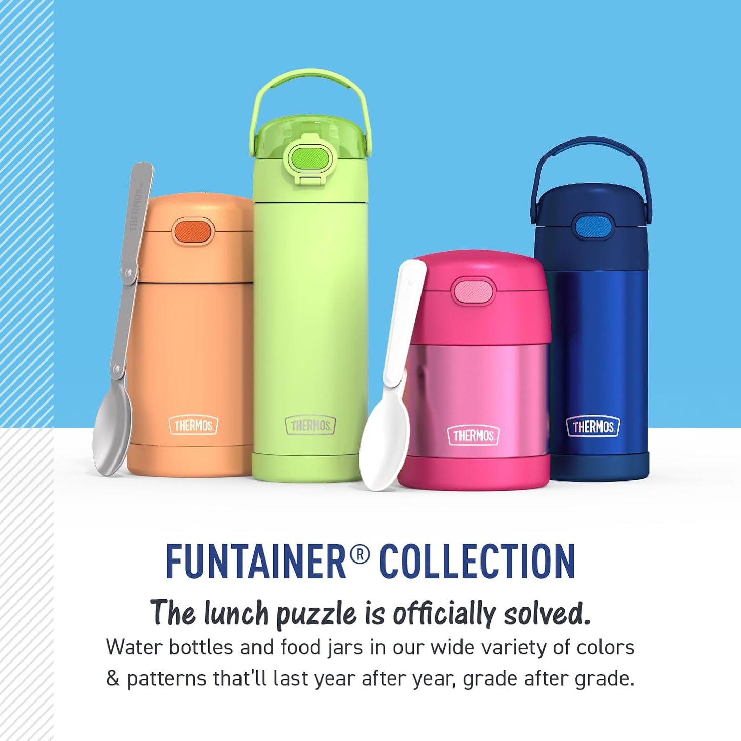 THERMOS FUNTAINER Water Bottle - 12 Ounce Stainless Steel Vacuum Insulated Kids Bottle with Straw | Avengers Design