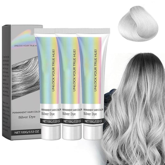 Silver Hair Dye - Silver Color for Dark Hair, Plant-Infused Nourishing Formula, Temporary Vibrant Shade(3PCS)