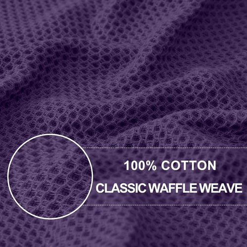 Homaxy Kitchen Dish Towels - 100% Cotton Waffle Weave, Ultra Soft & Absorbent, 13 x 28 Inches, 12-Pack, Eggplant