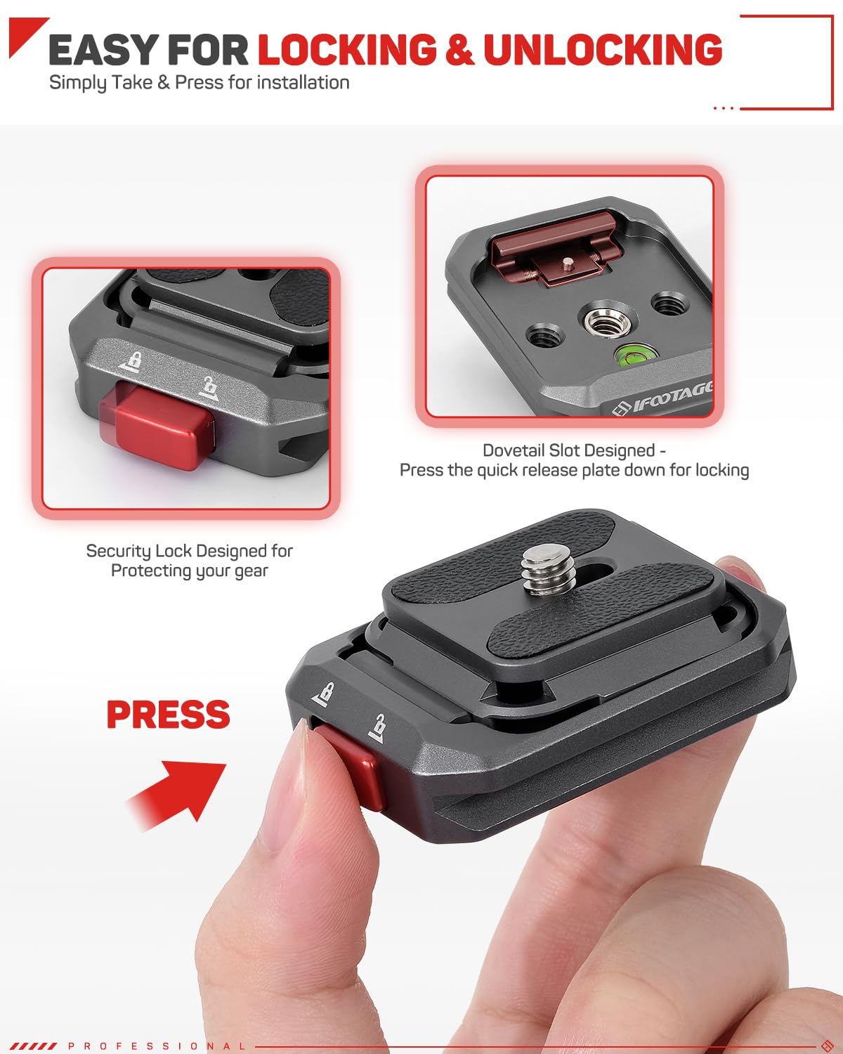 IFOOTAGE Q38-PL Quick Release Plate, Camera Quick Release Plate, Tripod Mount Quick Release Plate, QR Adapter with 1/4" Screw for Camera, Q38-PL