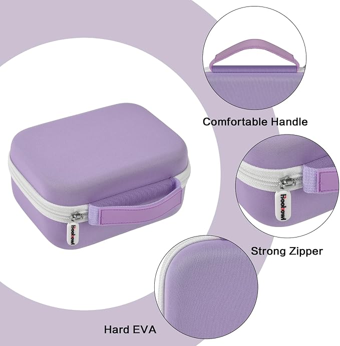 Boobowl Case Compatible with Phomemo M110 Label Maker - Portable Mini Bluetooth Thermal Label Maker Carrying Storage Bag for Printer Labels, USB Cable and Accessories Black (Box Only)-Purple