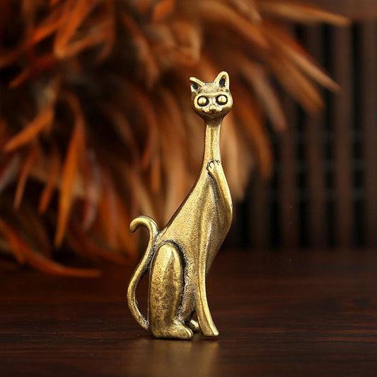 Regine Switzerland Vintage Brass Cat Figurine - Antique-Style Decorative Desk Accessory | Perfect Gift for Home & Office