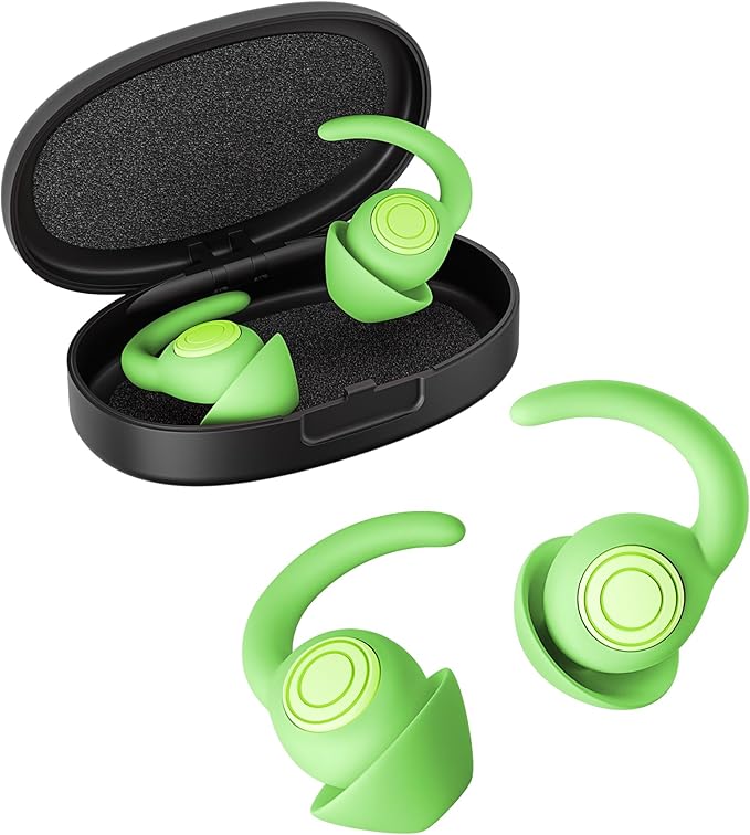 LIMEHO Ear Plugs for Sleeping - Noise Reduction Soft Silicone Earplugs, 2 Pairs Reusable Hearing Protection Earplugs for Noise Sensitivity, Sleep,Travel,Sound Reduction Noise Cancelling - Green