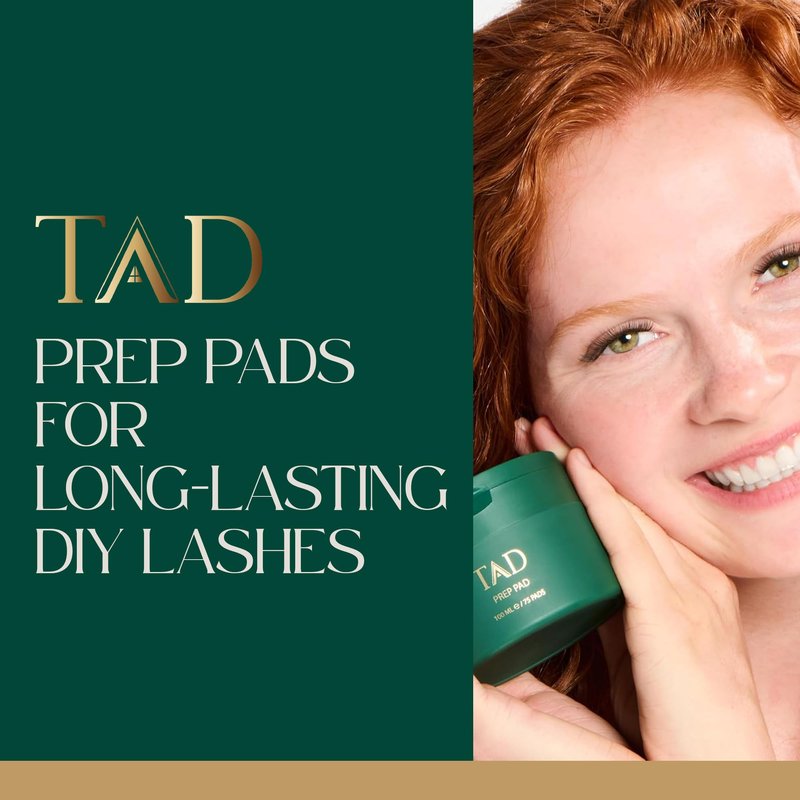 TAD Beauty Prep Pad - DIY Lash Prep Wipes to Clean and Prime Natural Lashes Before Extensions - Disposable Single Use Eyelash Pads with Tweezers - 75 Count for At Home Lash Application Professional