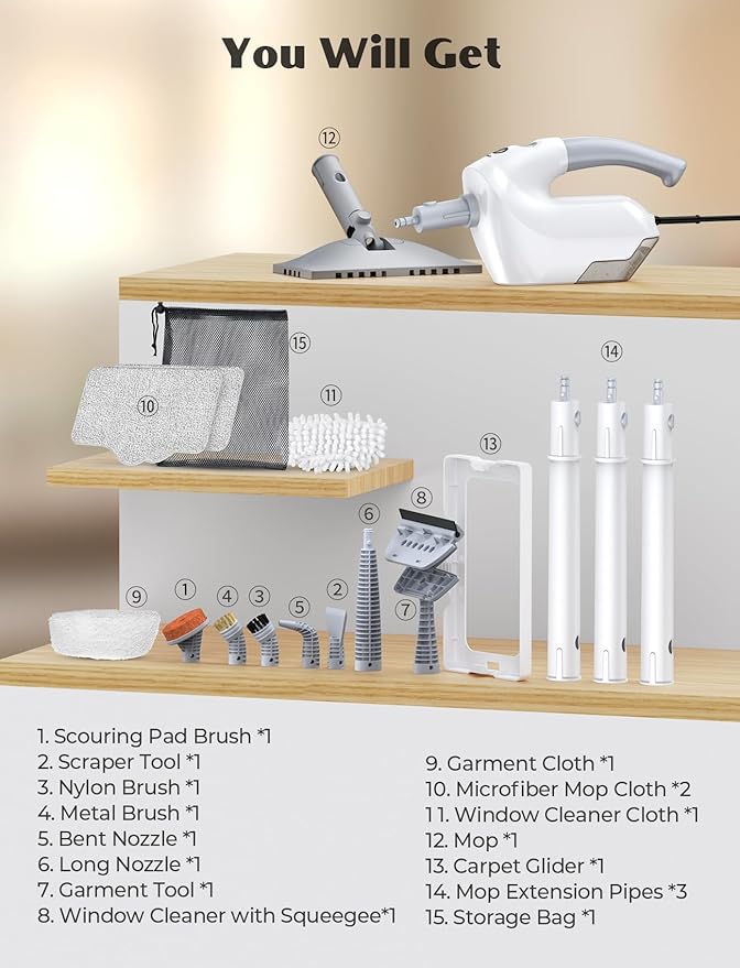 10-in-1 Steam Mop, Detachable Handheld Steam Cleaner, Multi & Up Steamer for Cleaning with 350ml Tank,10s Heat-Up, 23Ft Cord, 248Â°F 1200W Powerful Floor Steam Mop for Hardwood Floors, Grout, Carpet