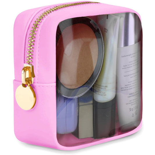 DANCOUR Clear Makeup Bag Large Pouch Cosmetic Travel Bag TSA Approved Light Pink Clear Cosmetic Case Organizer