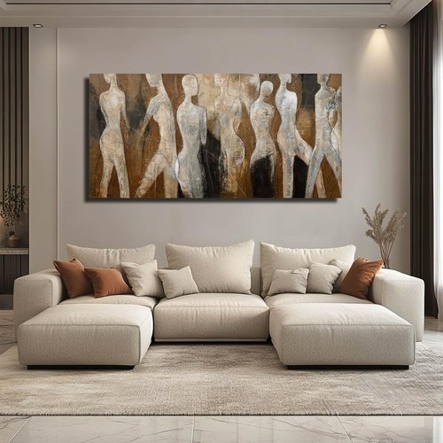 CHUDANHAO Graffiti Line Artwork - Black Abstract Wall Art for Living Room | Large 29"x58" Decor