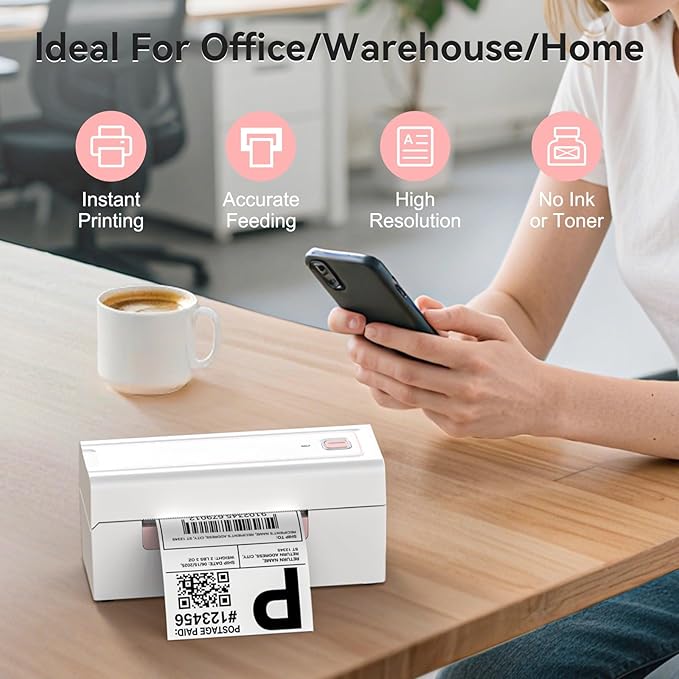 Hoorola Bluetooth Thermal Label Printer, Wireless 4x6 Shipping Label Printer for Small Business & Shipping Packages, Support iPhone, Android, Windows, macOS, Work for Amazon, Shopify, Etsy, USPS
