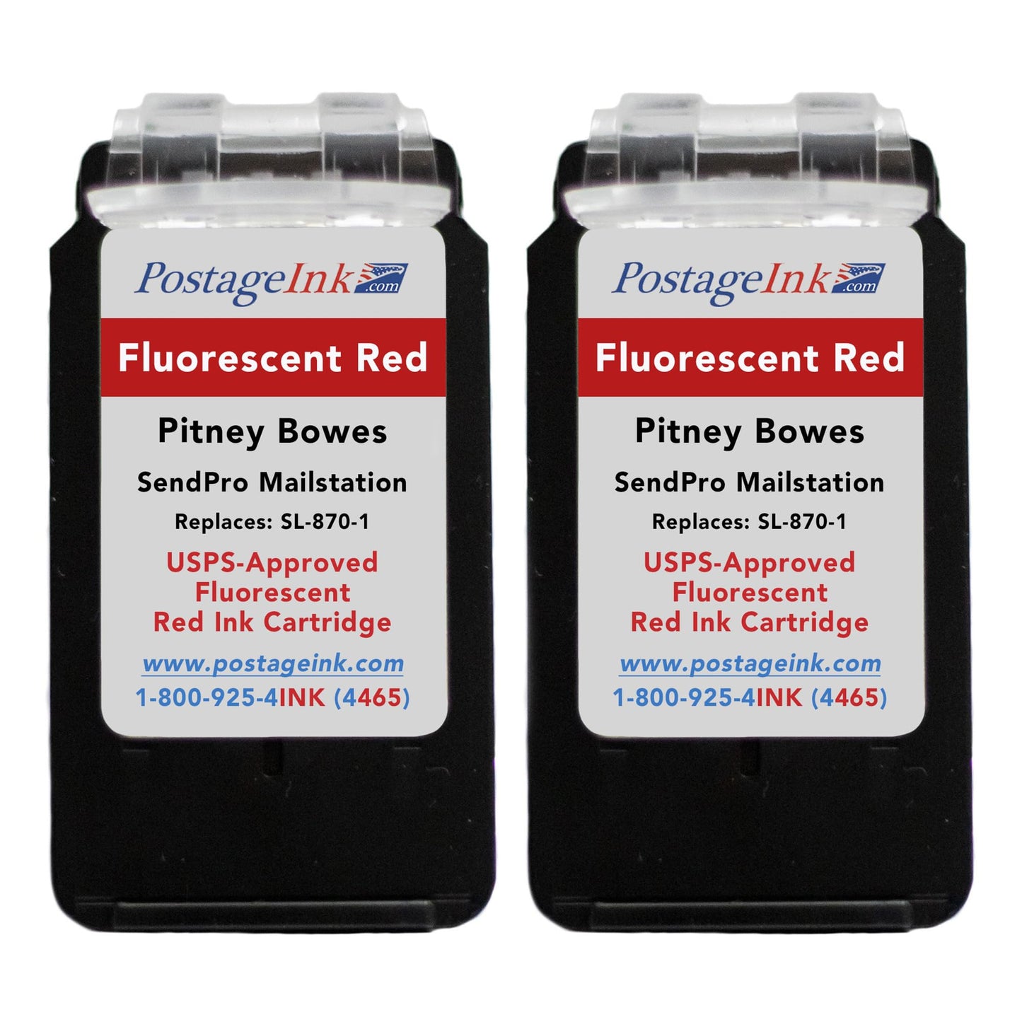 PostageInk.com SL-870-1 Red Ink Cartridge for PB SendPro Mailstation (CSD1) Postage Meters (2-Pack)