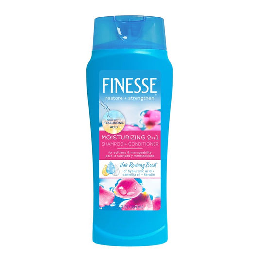 Finesse Moisturizing Shampoo & Conditioner for Men & Women for Dry or Damaged Hair, Made with Hyaluronic Acid, Camellia Oil & Keratin, 13 Fl Oz, 6 Pack