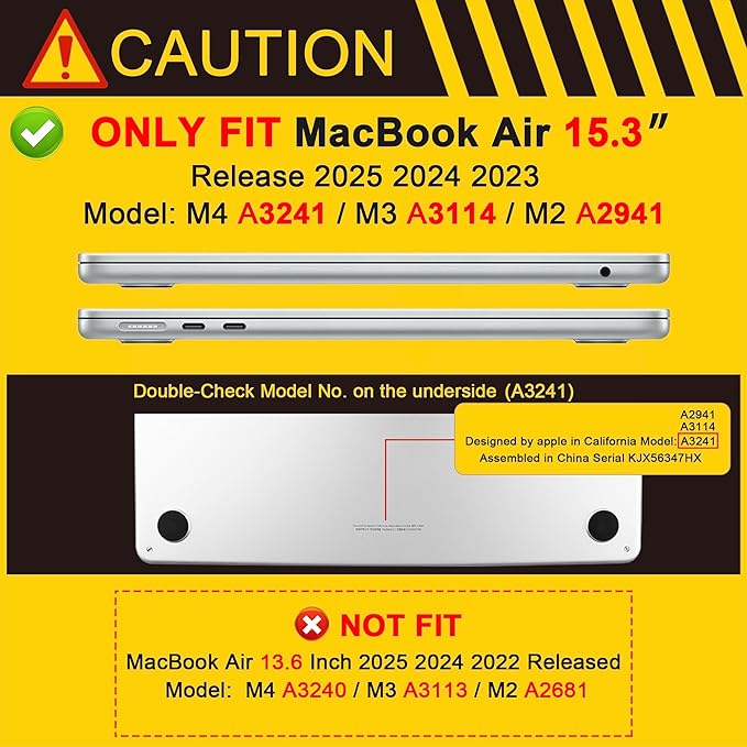 MEEgoodo for M5/M4/M3/M2 MacBook Air 15 inch Case 2026 2025 2024 2023, Case Fit Model (A3448/A3241/A3114/A2941) for MacBook Air 15.3 inch, Fruit & Sticker