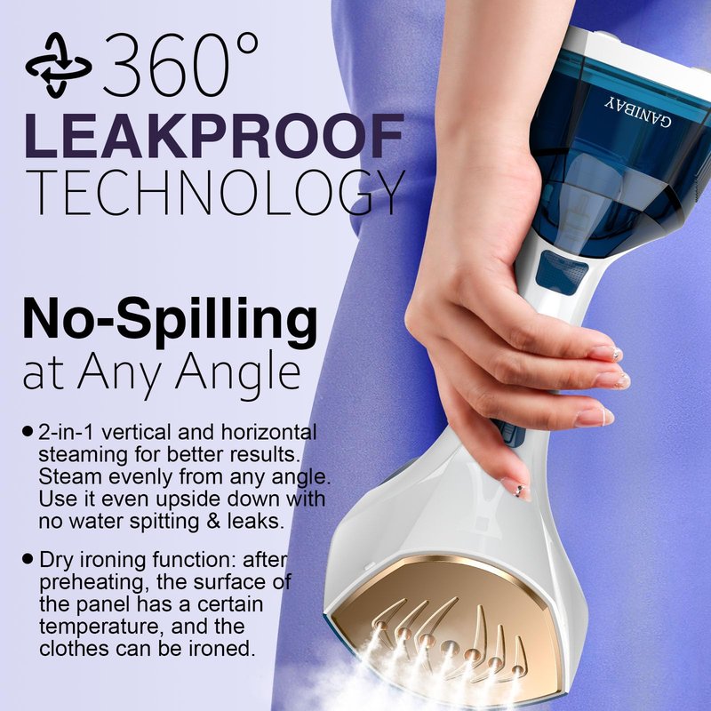 Steamer for Clothes, 1600W Handheld Clothes Steamer with 360ml Tank, Fast Heat-Up Portable Garment Steamer with LCD, Auto-Off, 2 in 1 Fabric Wrinkle Removes with Folding Hanger and Brush