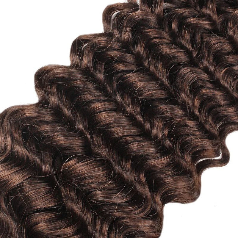 Brazilian Chocolate Brown Human Hair Bundles - Deep Wave 8-10-12 Inch | Unprocessed Virgin Hair for Black Women