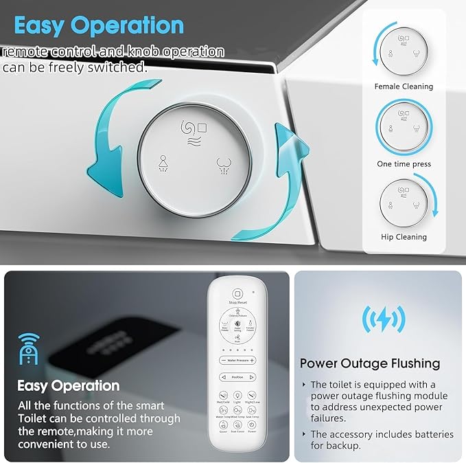 Smart Toilet with Bidet Built In with Warm Water Sprayer and Dryer, Foot Sensor Operation,Heated Seat toilet with LED Display for Bathroom,One Piece Bidet Toilet with Auto Dual Flush