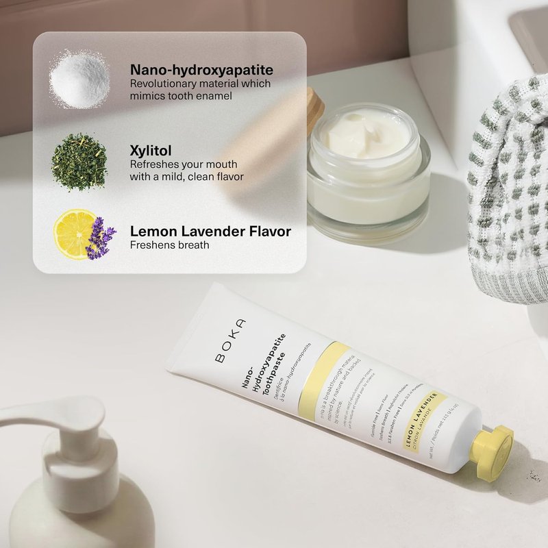 Fluoride Free Toothpaste | Nano Hydroxyapatite for Sensitive Teeth - Lemon Lavender Flavor, 4 Fl Oz