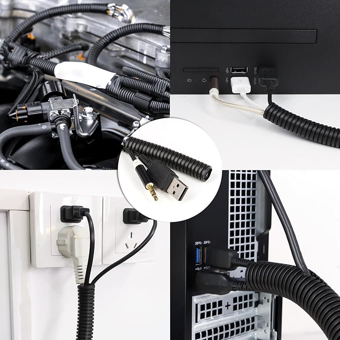 Split Wire Loom Tubing,10,25ft Cord Protectors from Pets No Chew, Flexible Wire Covers Cord Protectors, Protective Split Cable Sleeve for Automotive Home Industrial Wires(Black, 0.73inch-10ft)