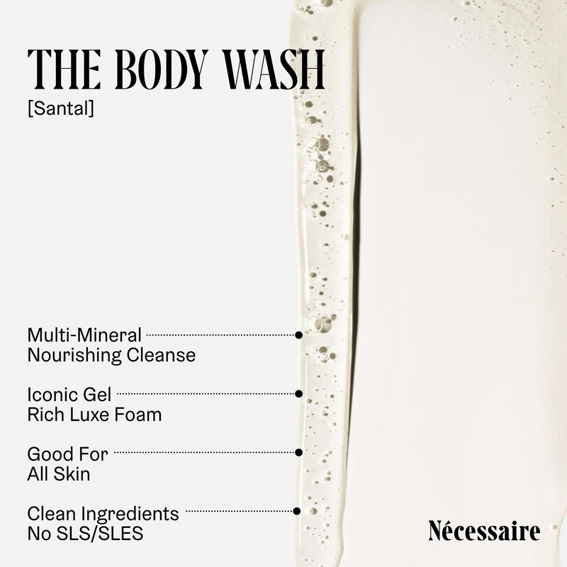 Nécessaire The Body Wash Santal - Multi-Oil Shower Gel Body Wash for Women + Men. Non-Comedogenic + Hypoallergenic for Sensitive Skin with Niacinamide. 8.4 fl oz.