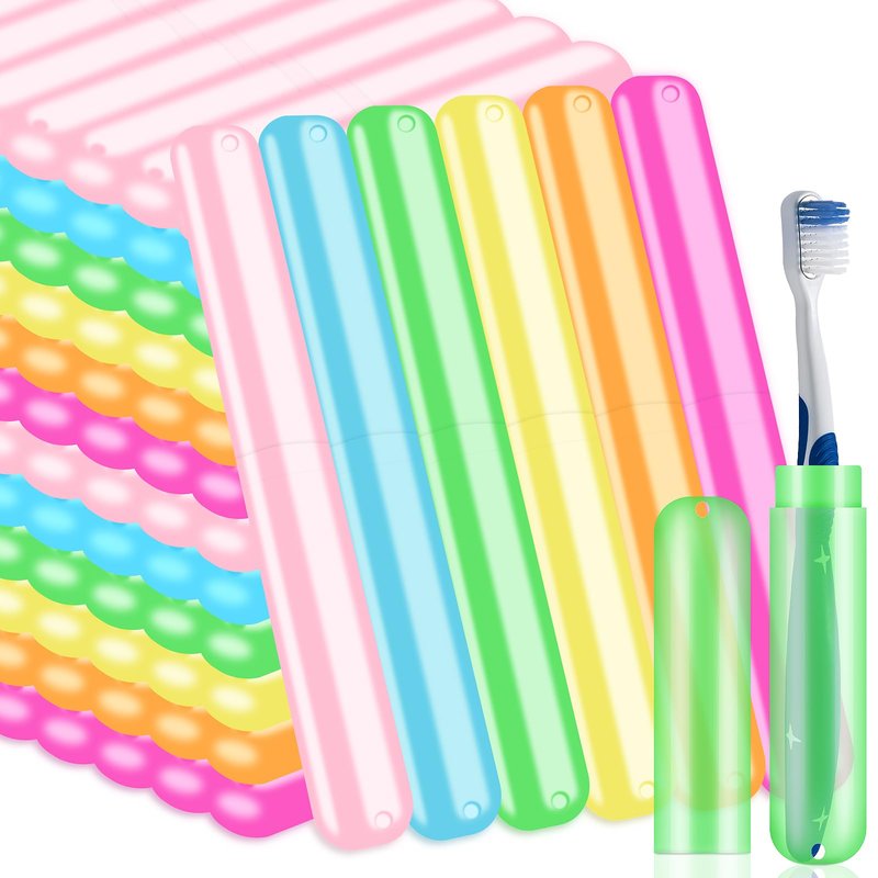 SIKEMAY 100 PCS Travel Toothbrush Holder Bulk, Back to School, Classroom Pencil Case for Kids, Toothbrush Case Cover for Travel, Bathroom, Indoor, Outdoor, Trip, Camping, School