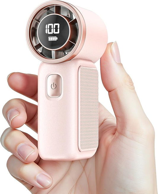 AGEYOU Portable Handheld Mini Fan, 6 Gear Wind, Hand Small Travel Personal Held Fans, Rechargeable Turbo Fan, Gifts for Women Men, for Camping Vacation Outdoor (pink)