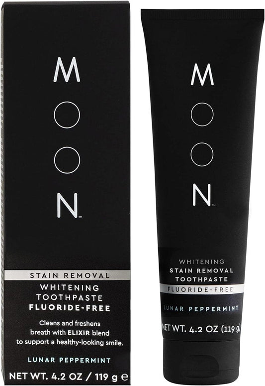 Fluoride Free Toothpaste - Stain Removal & Whitening for Adults & Kids - Essential Oils & Green Tea - Peppermint (4.2 Oz)