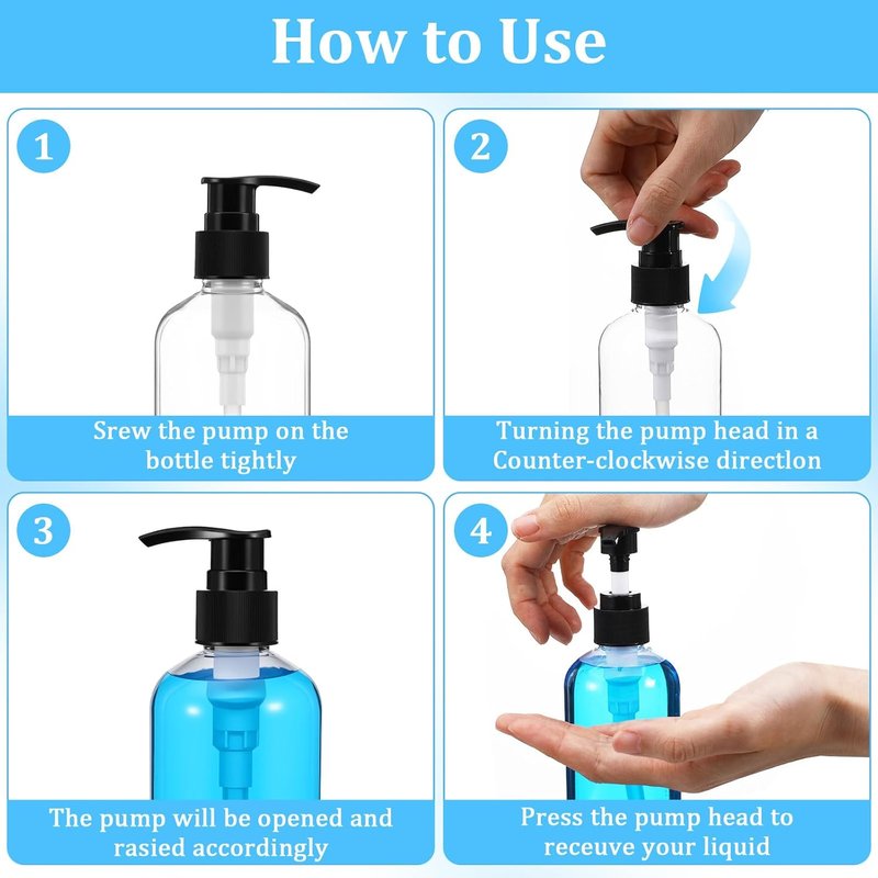 Clear Plastic Pump Bottles - 40 Pcs Refillable 8 oz Lotion Dispenser Set with Black Pumps & Funnels | Ideal for Shampoo, Body Wash, Cream & Liquid Soap
