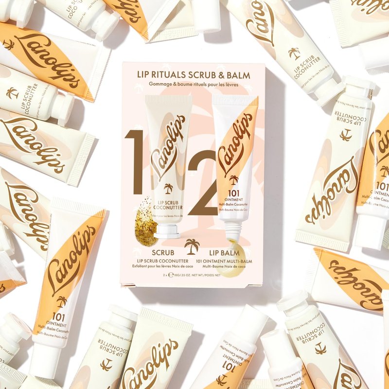 Lanolips Coconutter Lip Scrub & Lip Balm - Lip Rituals Lip Care Kit Infused with Pure Lanolin & Coconut Oil - Gently Smoothes and Hydrates Dead Skin (2 Count)