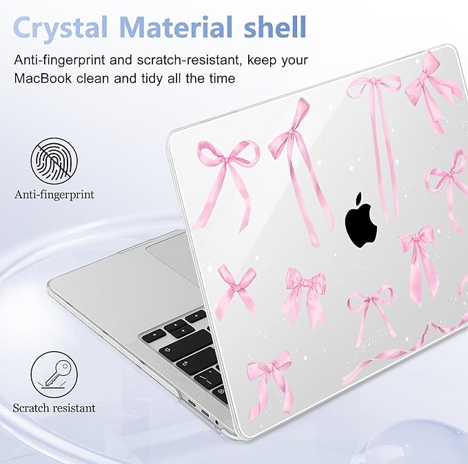 Lepeoac for MacBook Pro 16 inch Case 2019 2020 Release Model A2141, Plastic Hard Shell Cover with Keyboard Cover & Screen Protector for MacBook Pro 16 inch with Touch Bar & Touch ID, Bowknot