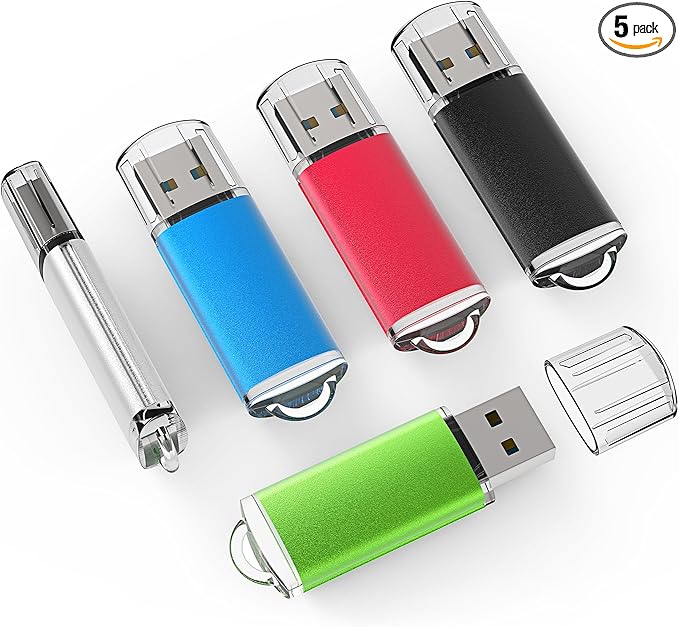 TOPESEL 5 Pack 32GB USB 2.0 Flash Drive Memory Stick USB Drive Jump Drive USB Storage Flash Drives Pen Drive Thumb Drives for Desktop, Laptop, Tablet (5 Mixed Colors: Black Blue Green Red Silver)