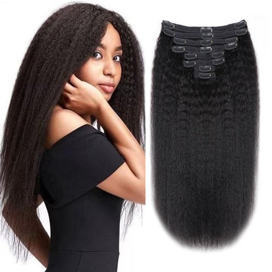 Clip ins Human Hair Remy Kinky Straight Clip in for Black Women Yaki Straight Clip in Hair YK 120g