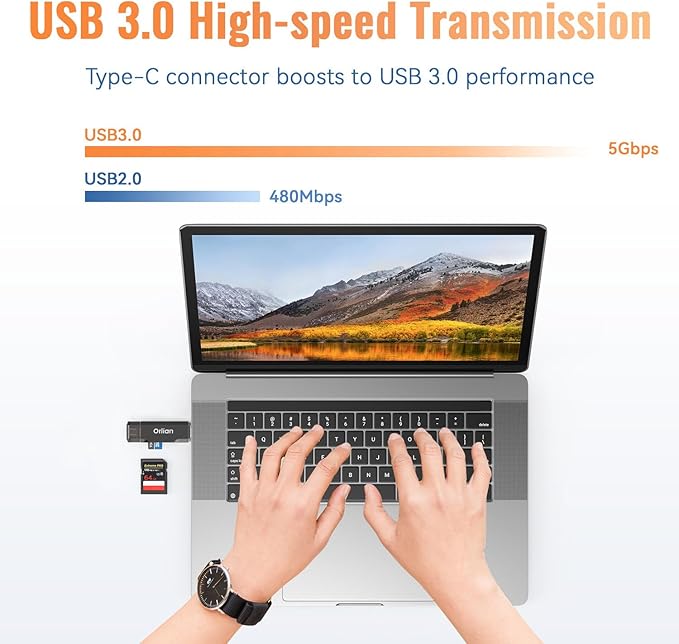 USB 3.0 SD Card Reader,Dual Slots USB 3.0 Type C to Micro SD Card Adapter, Memory Card Reader Adapter for MicroSD, SDHC, SDXC, RS-MMC, MMC, Compatible with Laptop, iphone 16/15,MacBook Android (Black)