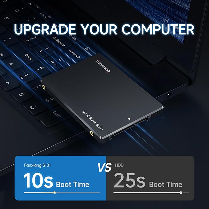 fanxiang S101 500GB SSD SATA III 6Gb/s 2.5" Internal Solid State Drive, Read Speed up to 500MB/sec, Compatible with Laptop and PC Desktops(Black)