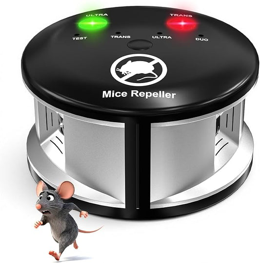 Ultrasonic Pest Repellent Indoor Home Mouse & Rodent Repeller Electronic Plug-in 360° Squirrels Deterrent with LED Strobe Light Pest Control Device for Attic House Kitchen Office Warehouse RVS