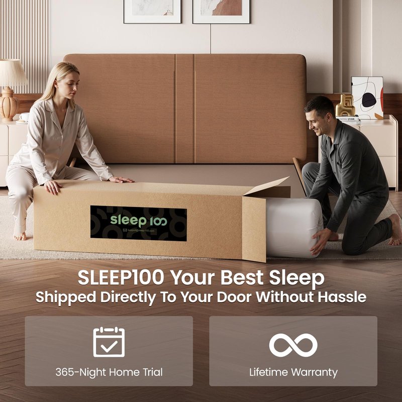 SLEEP100 Queen Mattress 12 Inch, 5-Zone Deep Sleep Firm Mattress with Extra Lumbar & Shoulder Support, Hotel Collection Hybrid Mattresses Pain Relief - Fiberglass Free - No Odor - 365 Night Trial