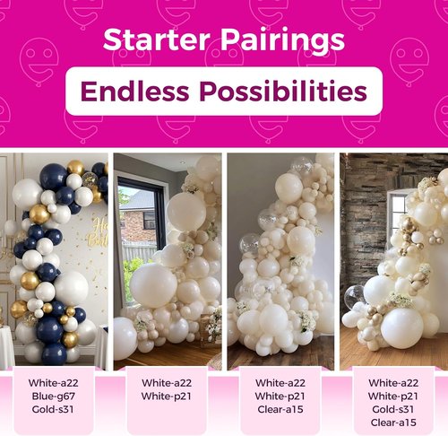 Bezente 36-Inch Pearl White Giant Balloons - 8 Pack Jumbo Latex Decorations for Weddings & Parties