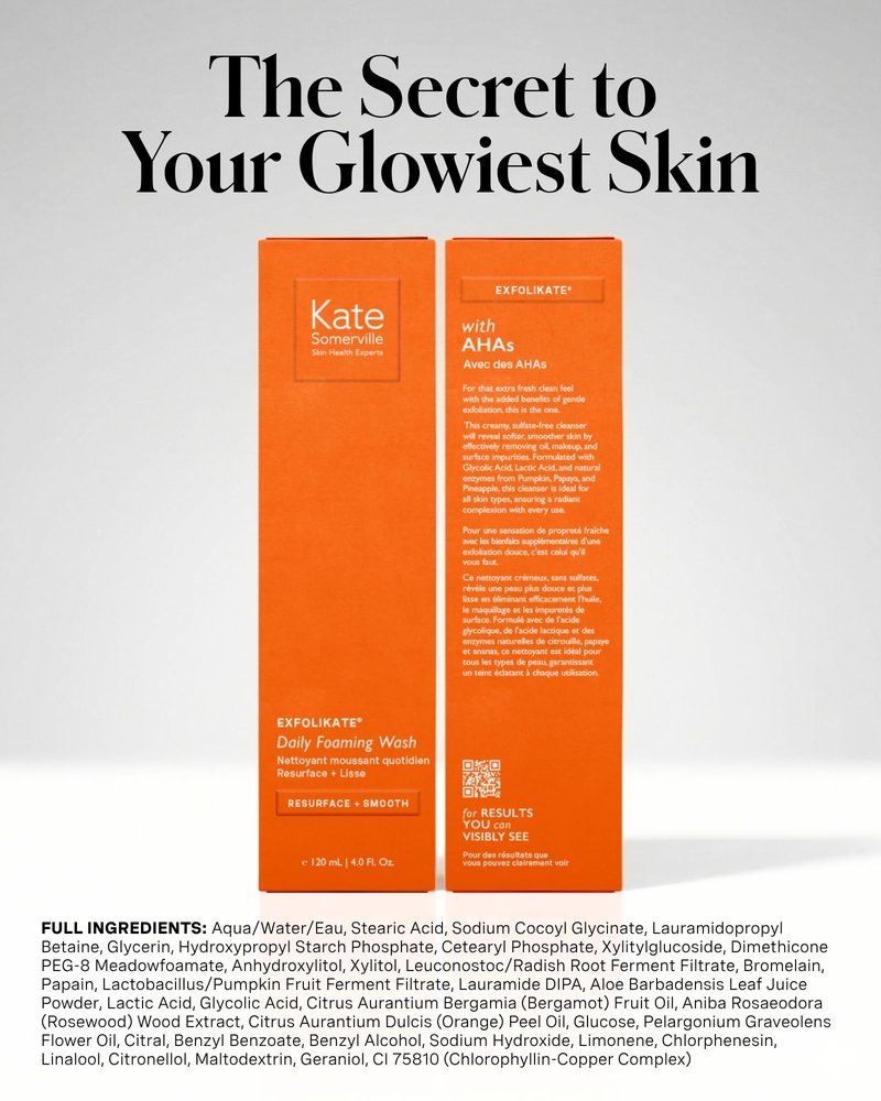Kate Somerville ExfoliKate Cleanser – Daily Exfoliating Foaming Face Wash, Clinically Formulated Glycolic Acid and Lactic Acid Gentle Facial Scrub, 4 Fl Oz