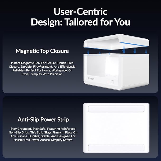 Gitryin 4 Type-C Retractable Wall Chargers with 1 USB A Port and 1 Power Strip, 12-in-1 Modular Charging Station