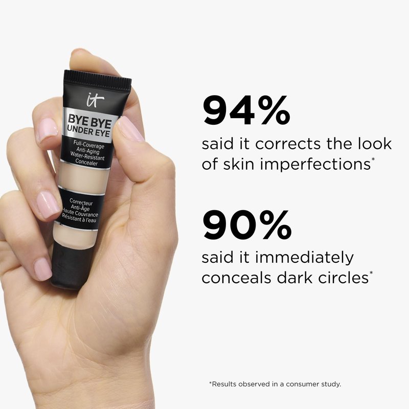 IT Cosmetics Bye Bye Under Eye Concealer (Light Natural) - Waterproof, Full Coverage Brightening Concealer For Dark Circles, Fine Lines, Redness & Discoloration, Anti-Aging, 24H Wear - 0.4 fl oz