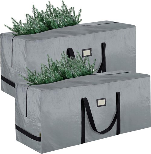 BALEINE Christmas Tree Storage Bag - Heavy Duty 9 ft Extra Large with Reinforced Handles & Dual Zippers | Grey, 2PK Combo
