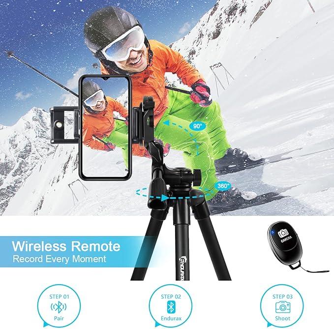 Endurax 60'' Camera Tripod Camera Stand for Canon Rebel Eos Nikon DSLR, Travel Tripods for Phone Tablet with Remote Black