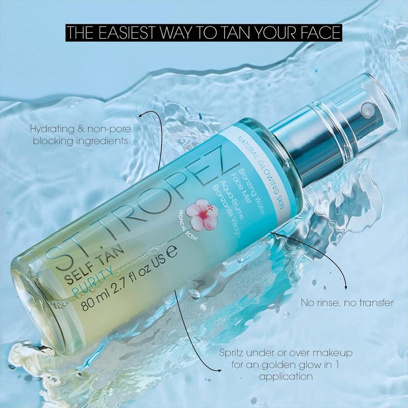 St. Tropez Self Tan Purity Face Mist - Vegan Tanning Water with Tropical Fragrance | 80 ml