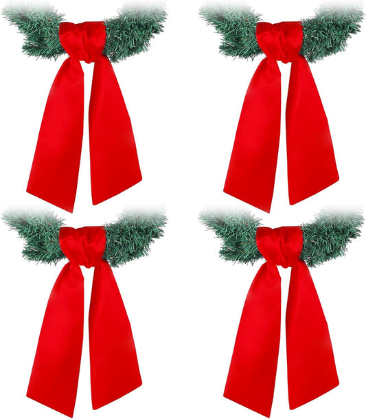 VitalCozy Wreath Sash Set - 4 Pcs Embroidery Blanks for Front Door Decor | Red (4.49" X 56.30")