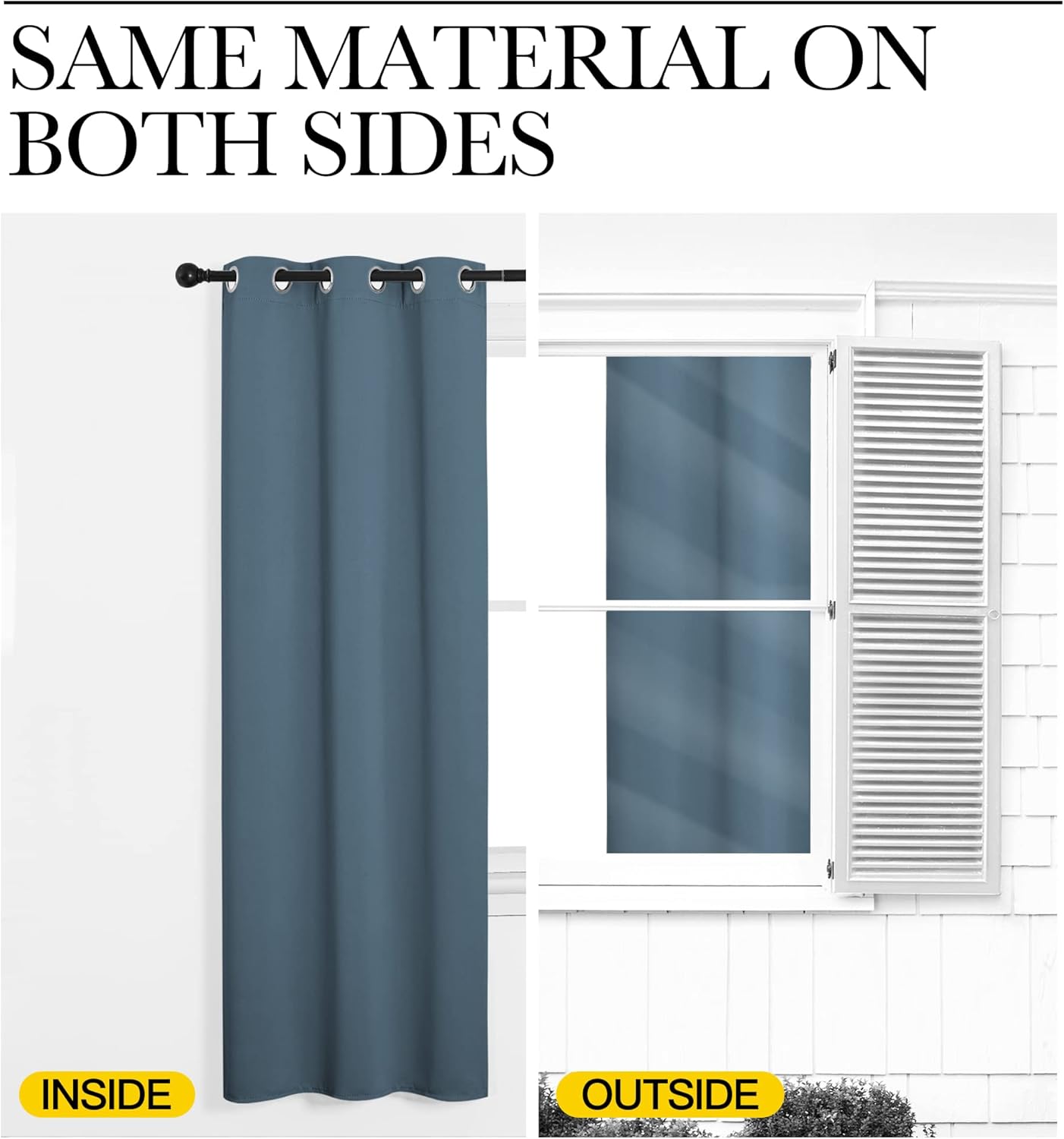 NICETOWN Smoky Blue Blackout Curtains - Thermal Insulated 84-Inch Drapes for Large Windows | 2 Panels, 42" Wide