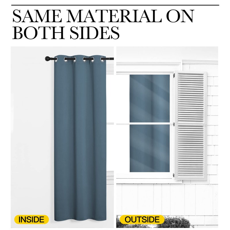 NICETOWN Smoky Blue Blackout Curtains 120 inches Length for Living Room, 2 Panels, 55" Wide, Thermal Insulated Long Drapes for Large Window