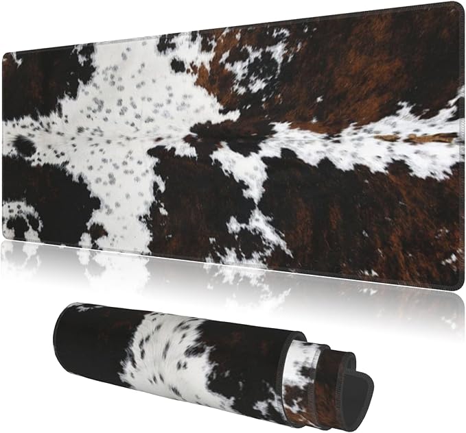 PPZCXWP Mouse Pads Western Highland Cowhide Ranch Style Large Mouse Pad, Gaming Mousepad, Keyboard and Mouse Pad with Stitched Edges,PC Desk Mat for Game,Work,Office(31.5"*11.8")