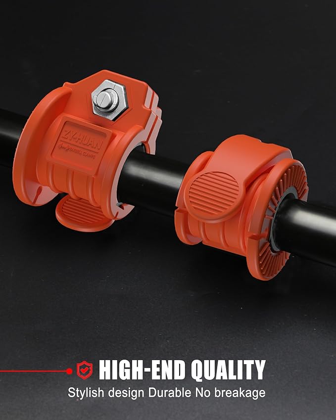 ZY-HUAN Barbell Clips 1 inch Barbell Clamps 0.9-1.18inch Quick Release Weight Clips for Bars Multi-Size Adjustable Olympic Barbell Clamps (Orange)