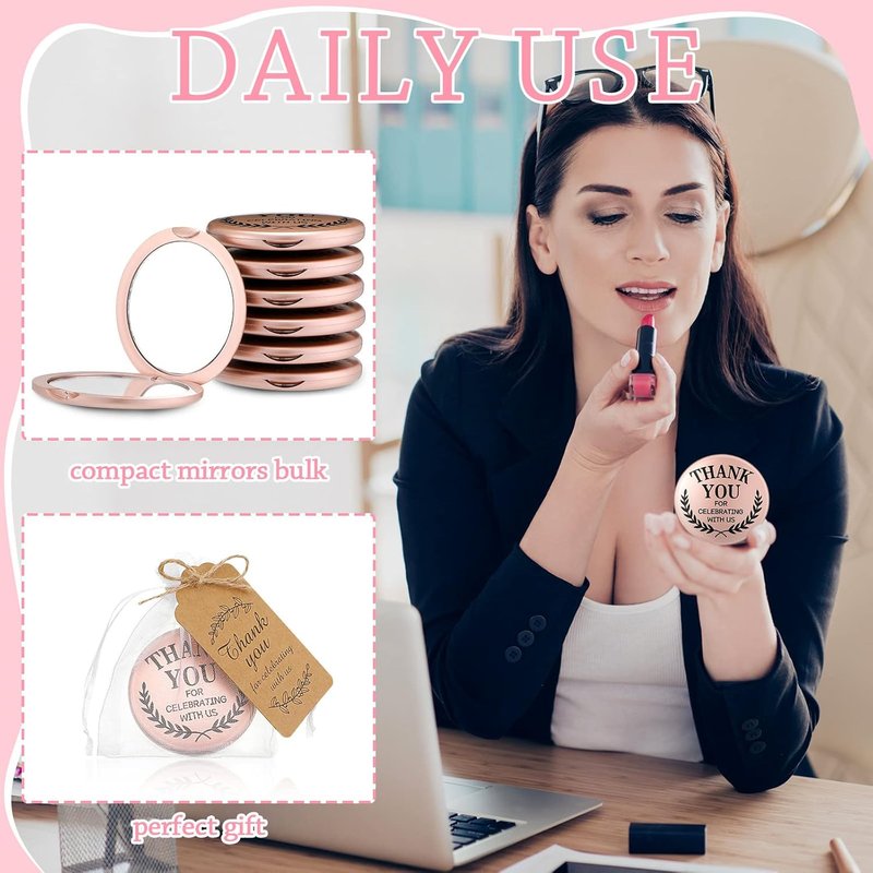 Thank You Compact Mirror Set - 24 Bulk Gifts for Women | Bridal Shower & Bachelorette Party Favors