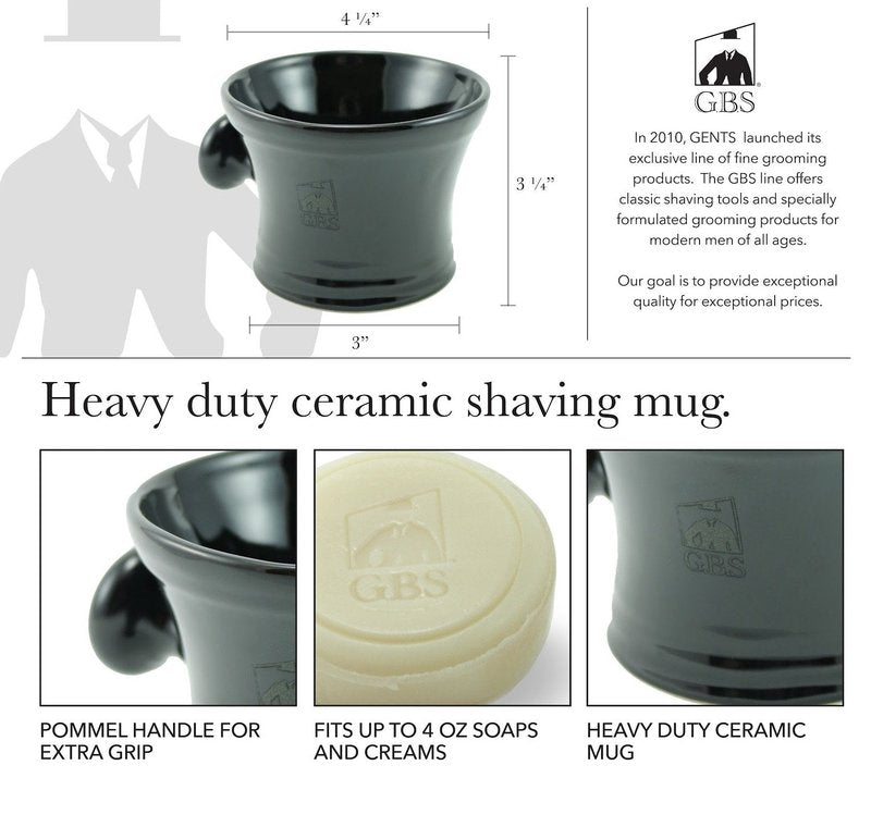 G.B.S Men’s Shaving Set, Black Shavette Barber Replaceable Blade Razor, Shaving Brush with Stand, Ceramic Shaving Mug, Natural Shaving Soap and Leather Case