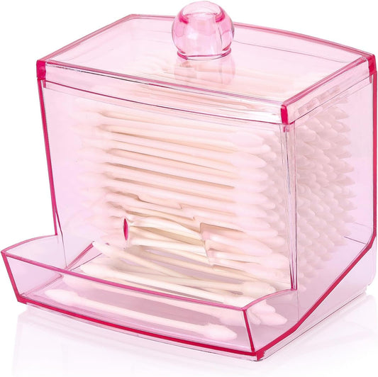 Tbestmax Qtip Holder Dispenser - Stylish 10oz Cotton Swab Organizer for Bathroom Storage | Pink