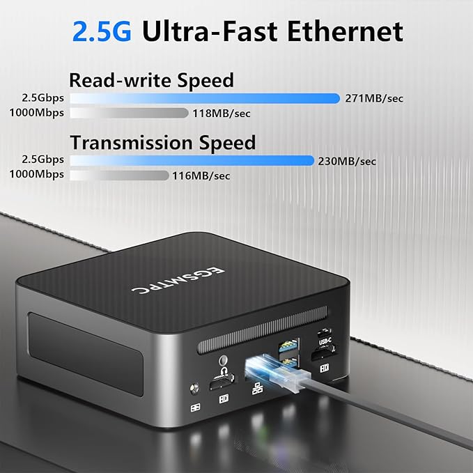 EGSMTPC Mini Desktop Computer, Intel Core i5-12450H (Up to 4.40GHz), 16GB DDR4 RAM, 1TB M.2 SSD, Mini PC Supports Triple 4K Display, USB 3.2, Wi-Fi 6, BT 5.2, RJ45 2.5G, Win 11 pro