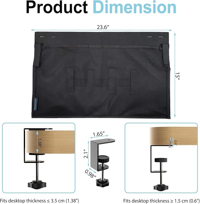 Under Desk Privacy Panel and Cable Management, 24" Felt Modesty Panel Kit